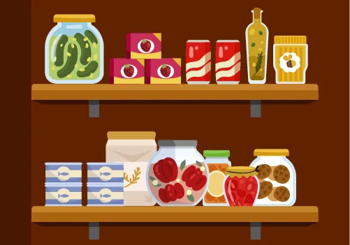 La alacena con alimentos